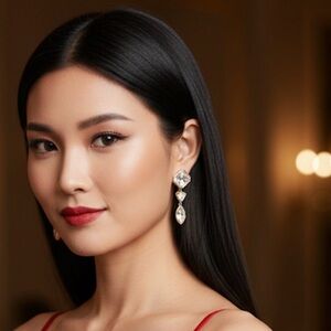 GUESS Crystal Geometric Linear Drop Earrings in a gold-tone finish.